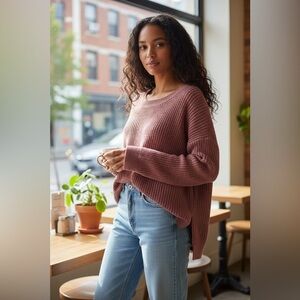 Miracle Burgundy Twist Back Pullover Sweater Womens Med Lg